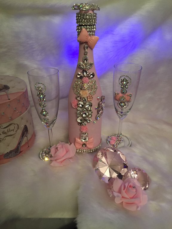 Quinceanera Bottle and Glass