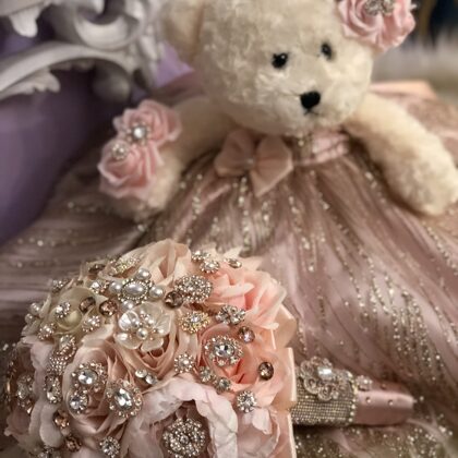 Quinceanera Teddy Bear And Bouquet