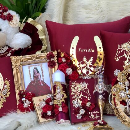 Quinceanera Pillow - Bible - Teddy Bear - Candle And Glass