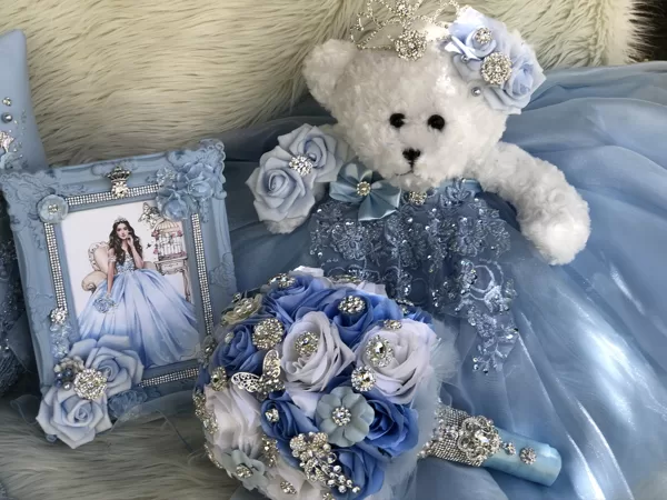 Quinceanera Teddy Bear And Bouquet