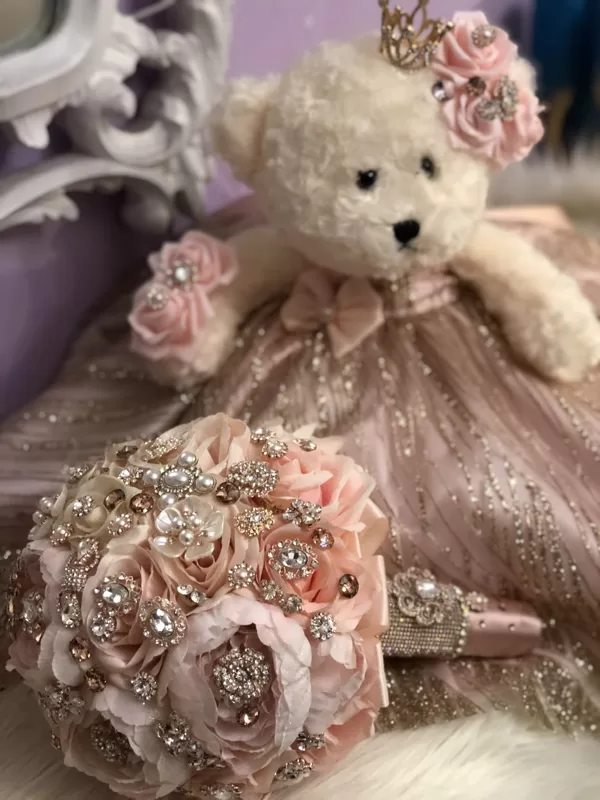 Quinceanera Teddy Bear And Bouquet