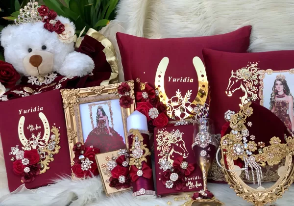 Quinceanera Pillow - Bible - Teddy Bear - Candle And Glass